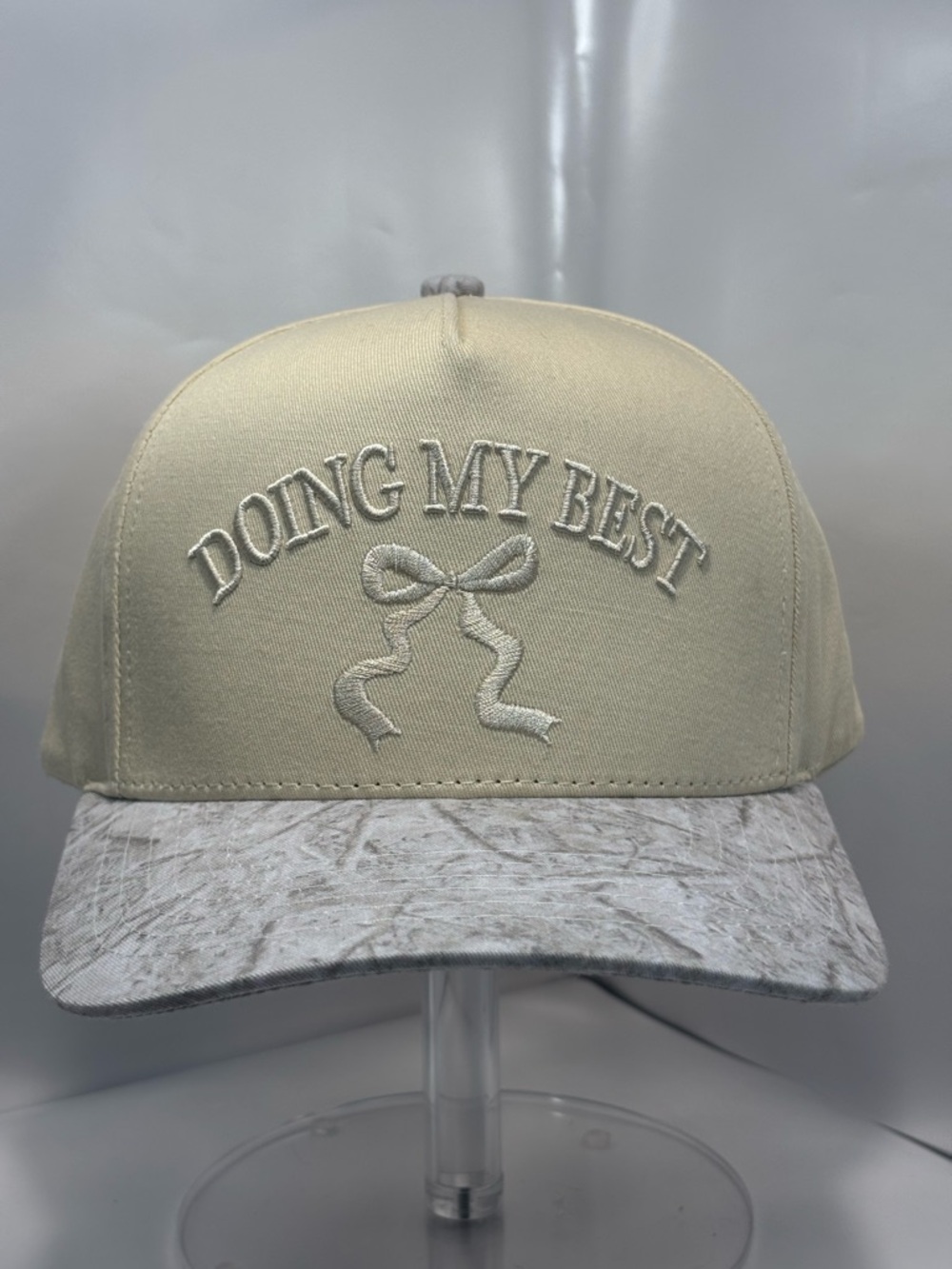 C.C Women DOING MY BEST Cotton Trucker Snapback Baseball Cap Hat Tan White Camo